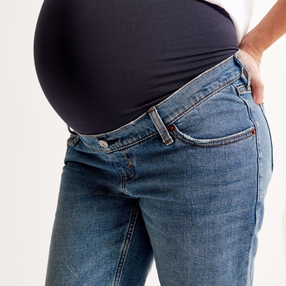 Abercrombie & Fitch Denim - Abercrombie & Fitch Blue Maternity Jeans Hem Distressed